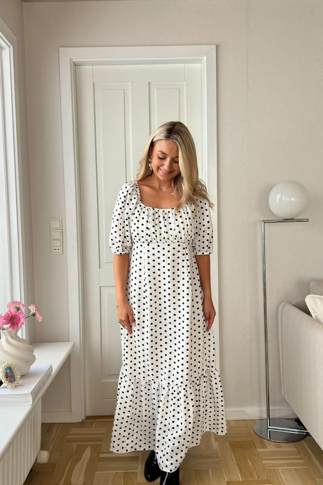 Online Dear Molly Dot Dress 129650B White W.black Dots