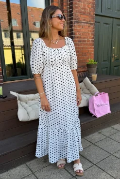 Online Dear Molly Dot Dress 129650B White W.black Dots