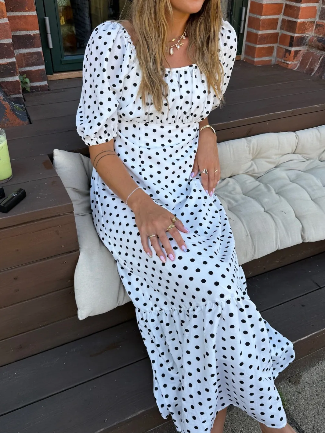 Online Dear Molly Dot Dress 129650B White W.black Dots