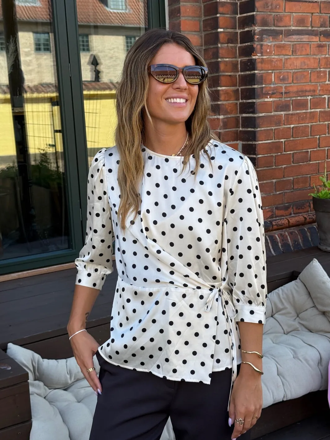 Outlet Dear Molly Dot Top 155563C White W.black Dots