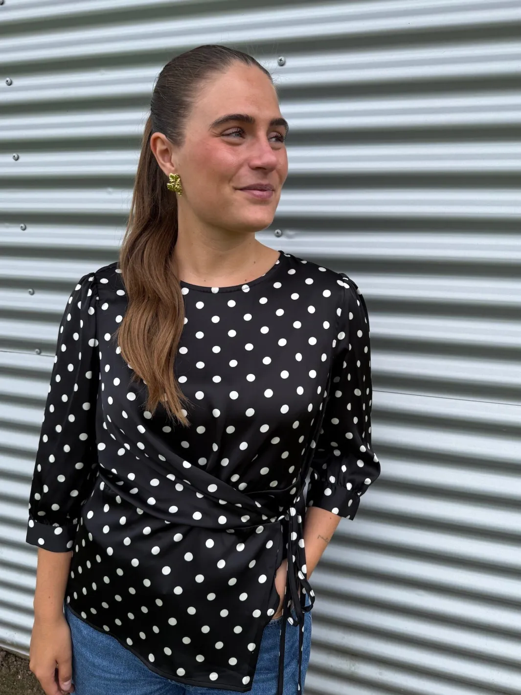 Clearance Dear Molly Dot Top 155563C Black W.white Dots