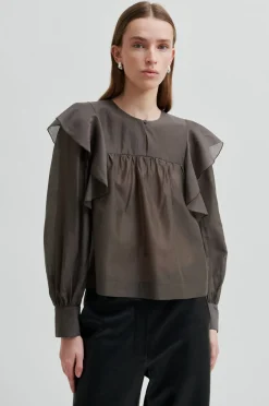 New Second Female Dream Ruffle Blouse 60192 4071 Wren