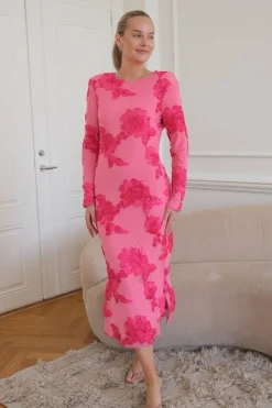 BYIC Eliseic Mesh Dress A23914 Fuchsia Pink Flower