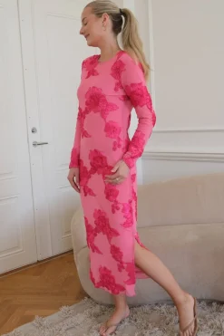 BYIC Eliseic Mesh Dress A23914 Fuchsia Pink Flower