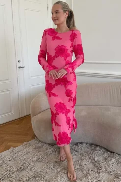 BYIC Eliseic Mesh Dress A23914 Fuchsia Pink Flower