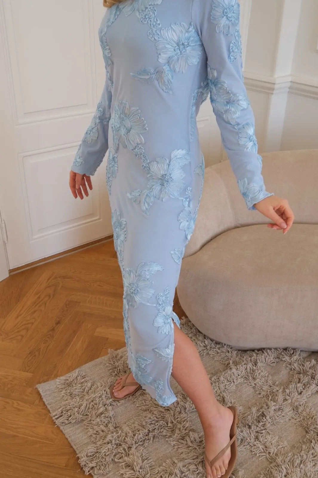 New BYIC Eliseic Mesh Dress A23914 Blue Flower