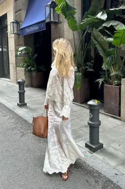 New BYIC Ellinoric Lace Maxi Skirt vw Vintage White