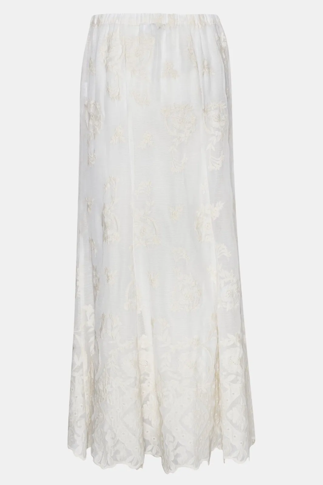 New BYIC Ellinoric Lace Maxi Skirt vw Vintage White