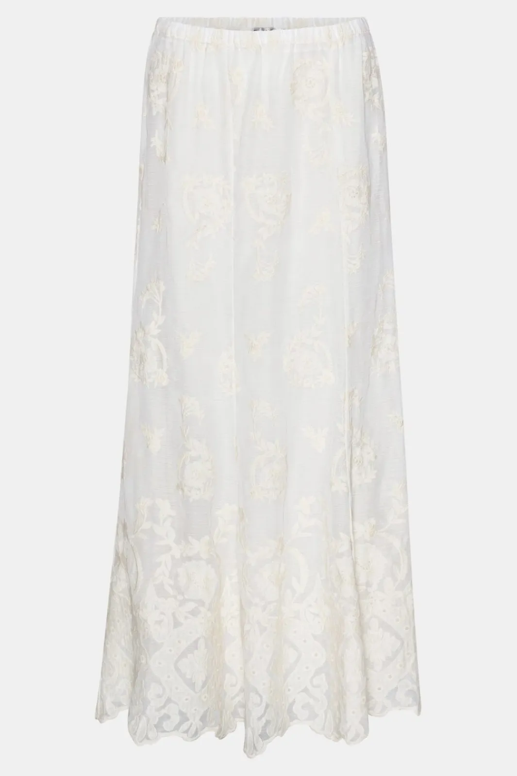 New BYIC Ellinoric Lace Maxi Skirt vw Vintage White