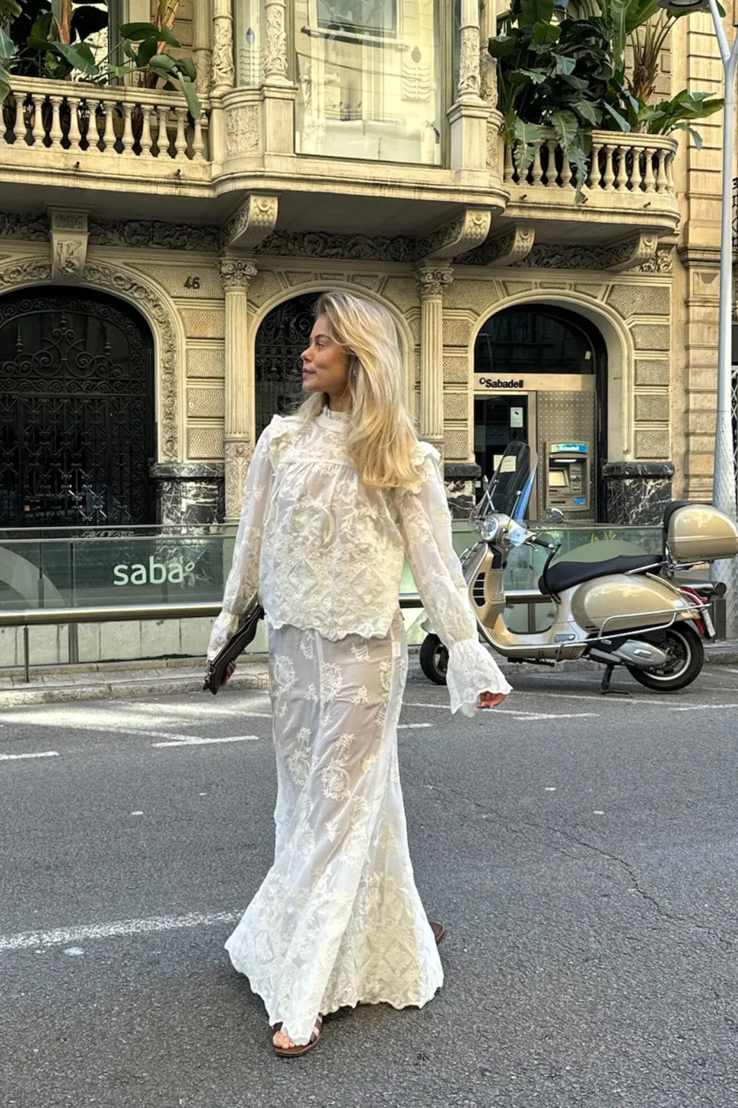 New BYIC Ellinoric Lace Maxi Skirt vw Vintage White
