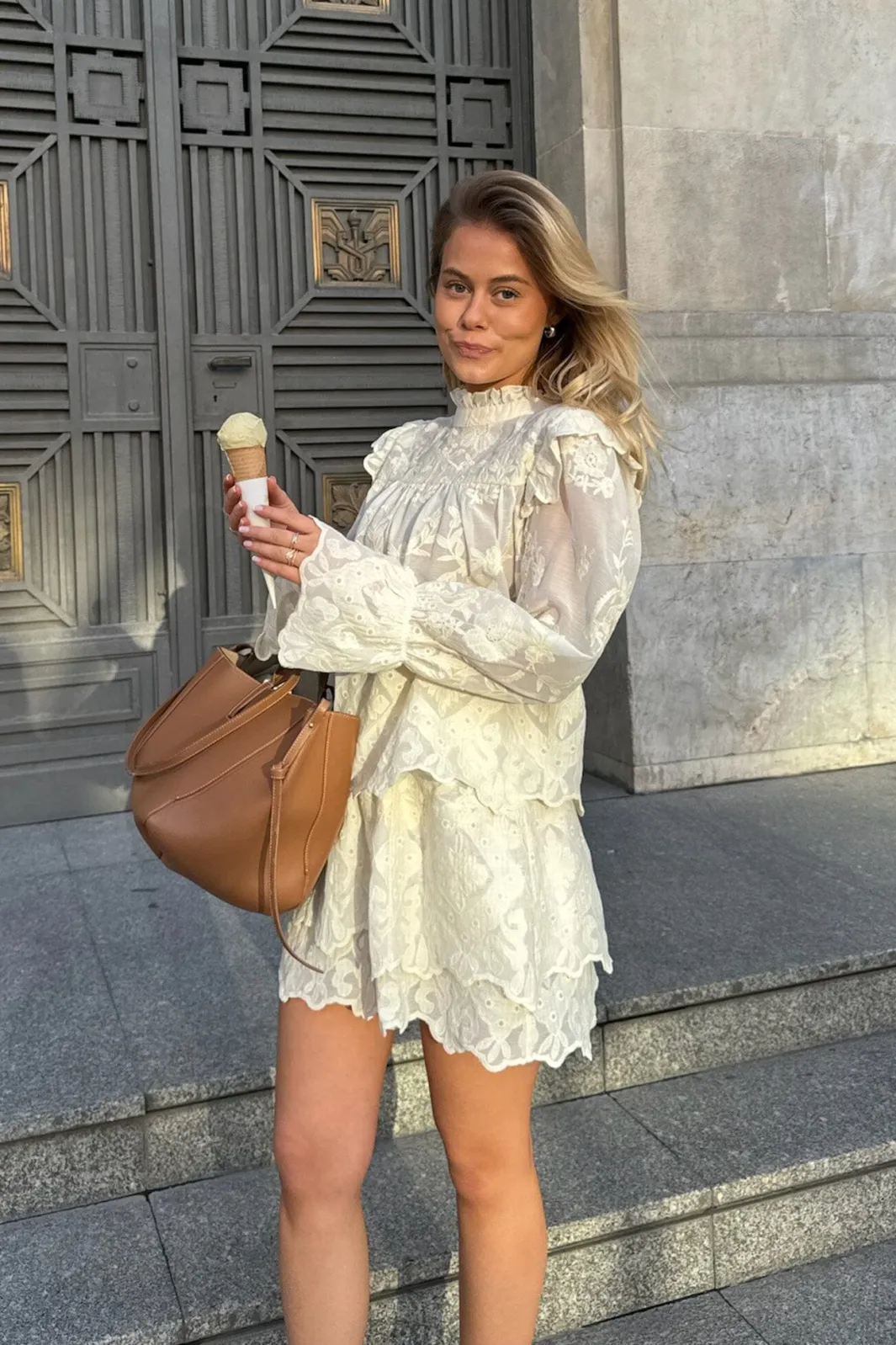 Hot BYIC Ellinoric Lace Mini Skirt vw Vintage White