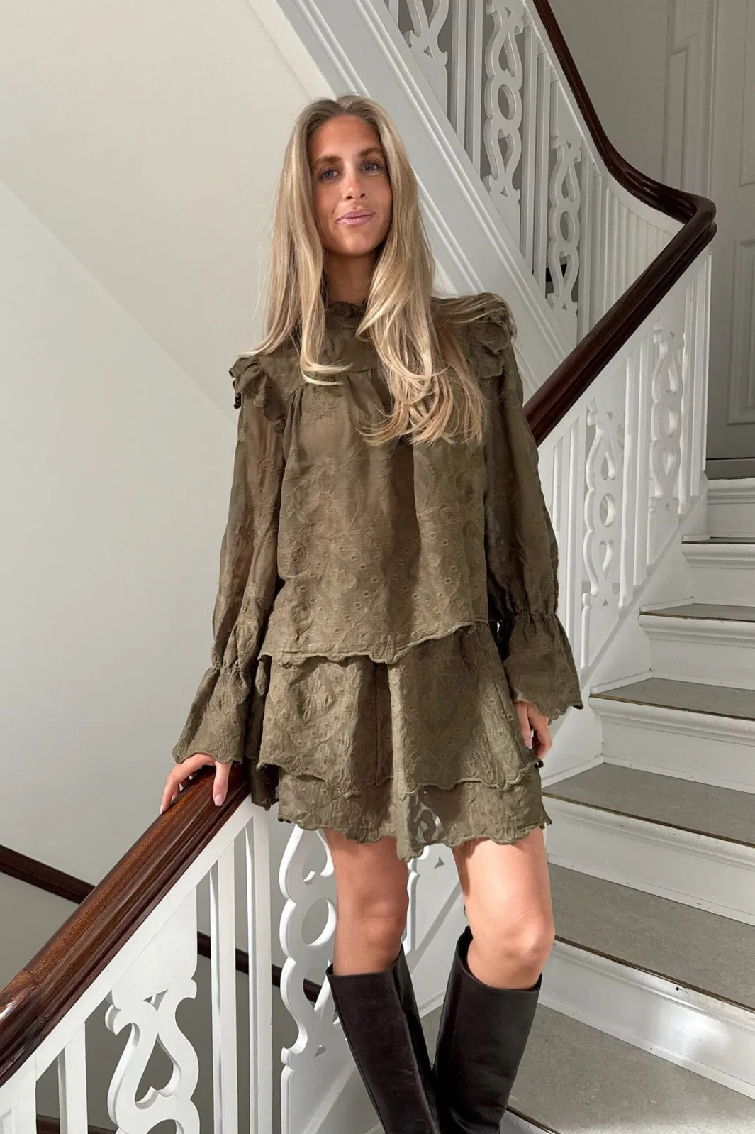 Discount BYIC Ellinoric Lace Mini Skirt 2576 Vintage Olive