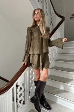 Discount BYIC Ellinoric Lace Mini Skirt 2576 Vintage Olive