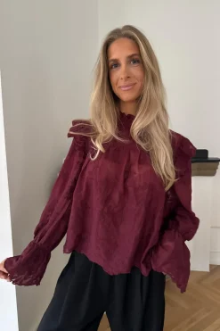 Clearance BYIC Ellinoric Lace Shirt 2550 Vintage Bordeaux