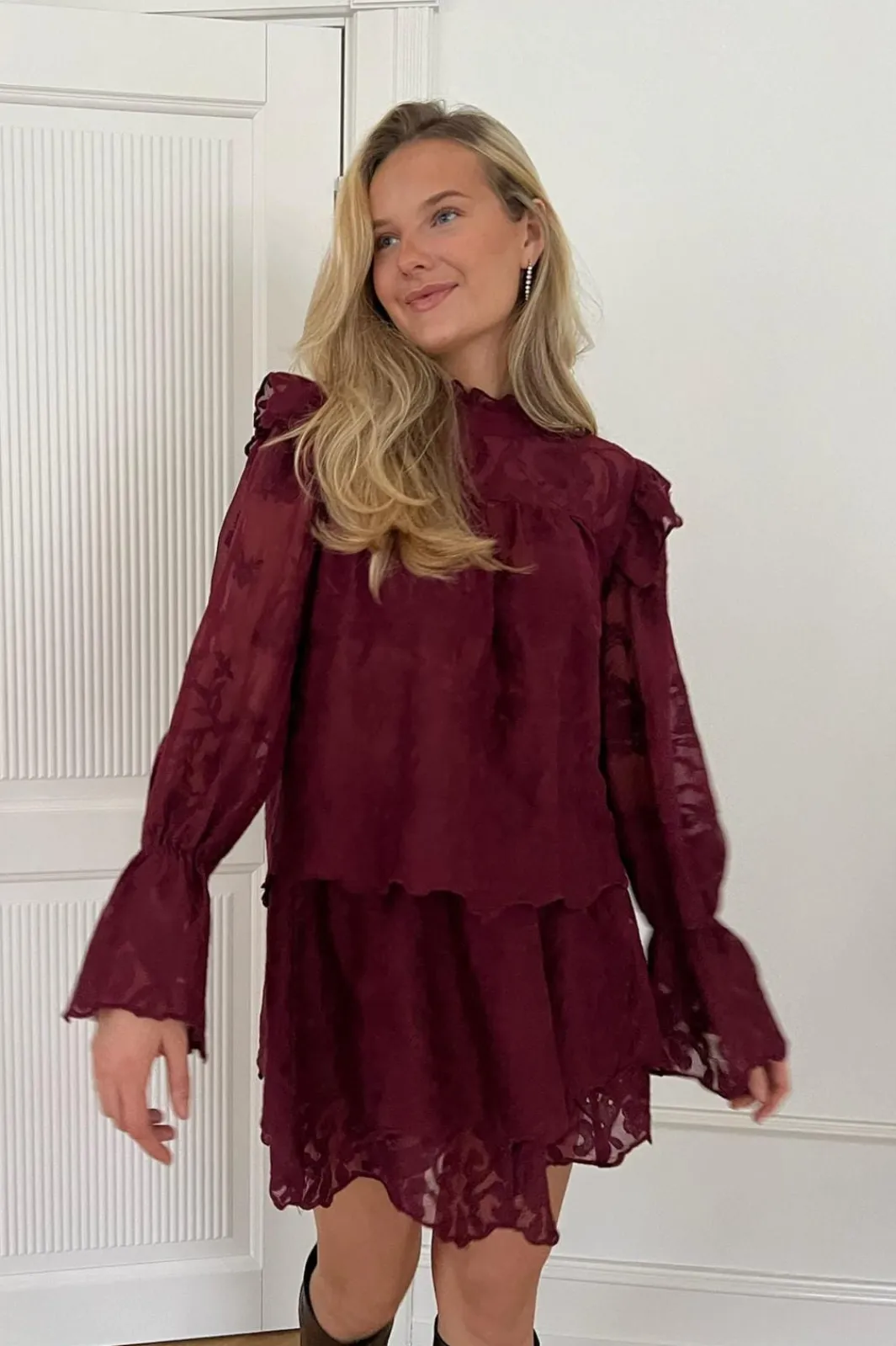 Clearance BYIC Ellinoric Lace Shirt 2550 Vintage Bordeaux