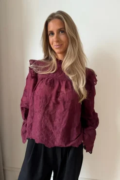 Clearance BYIC Ellinoric Lace Shirt 2550 Vintage Bordeaux