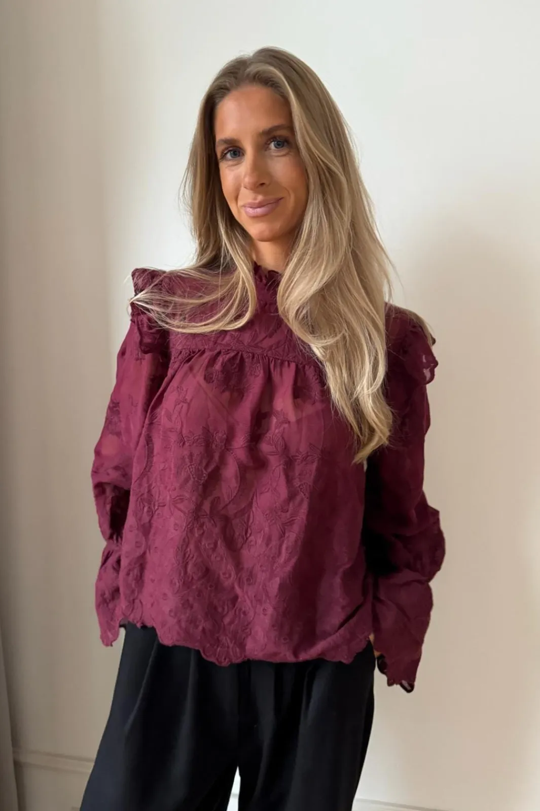 Clearance BYIC Ellinoric Lace Shirt 2550 Vintage Bordeaux