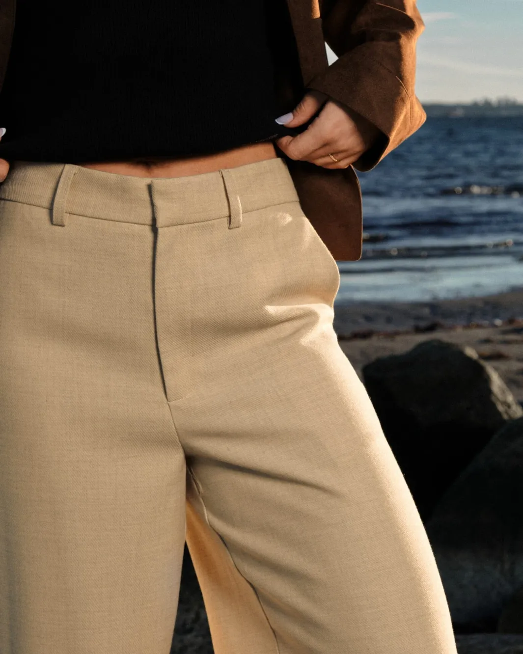 New Neo Noir Emmett Melange Pants 165059 976