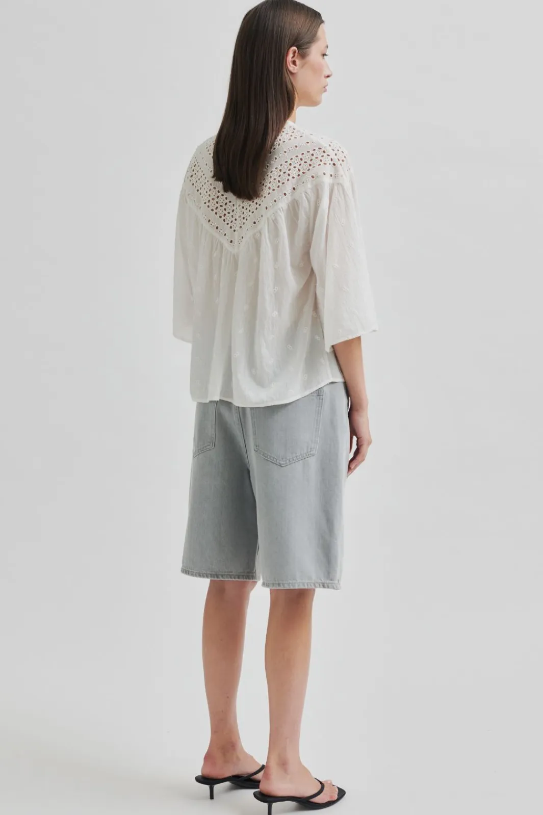 Online Second Female Esso Bermuda Shorts 59780 Light Grey Denim 7035