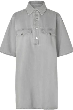Outlet Second Female Esso Dress 59616 Light Grey Denim 7035