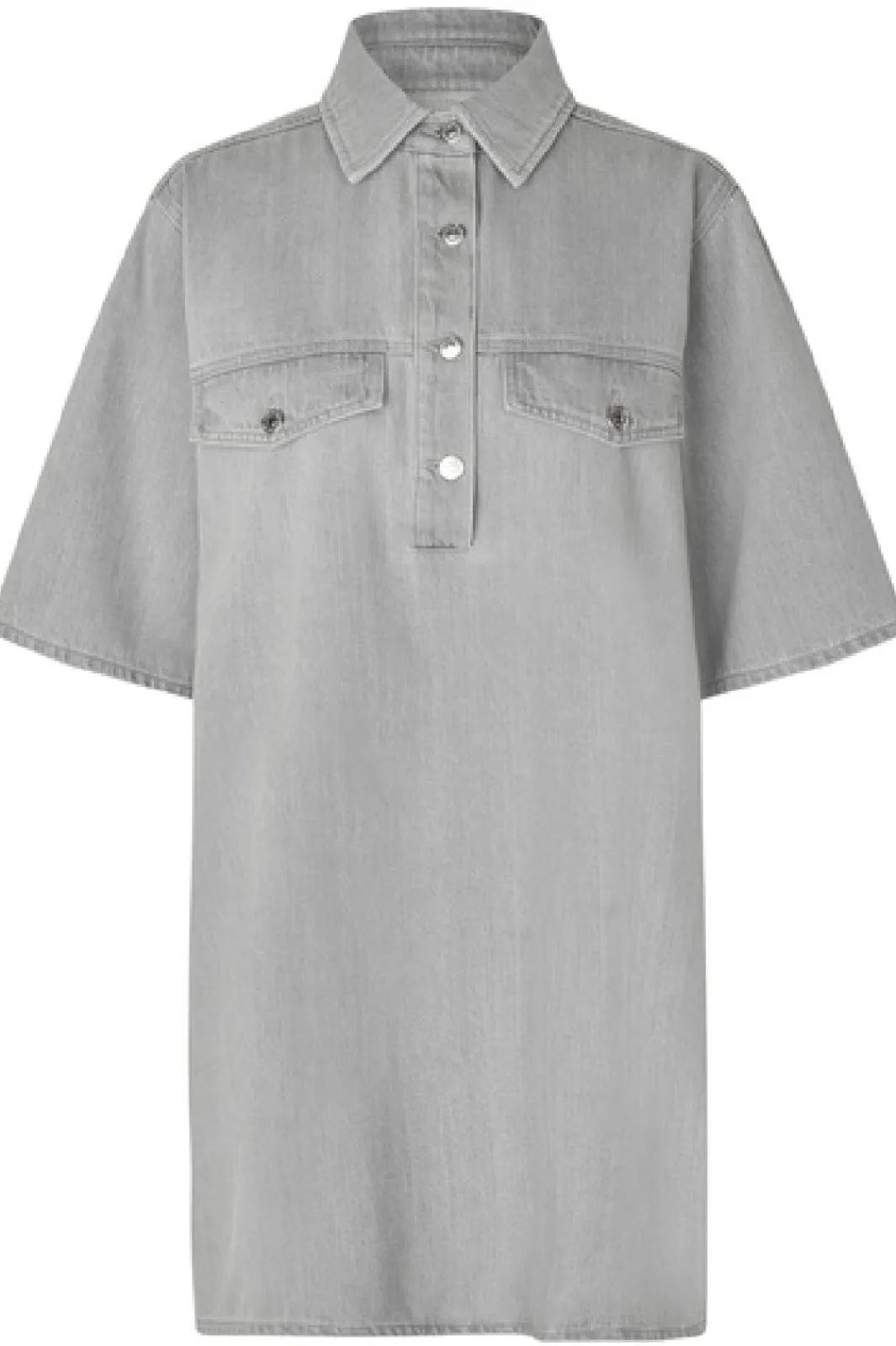 Outlet Second Female Esso Dress 59616 Light Grey Denim 7035