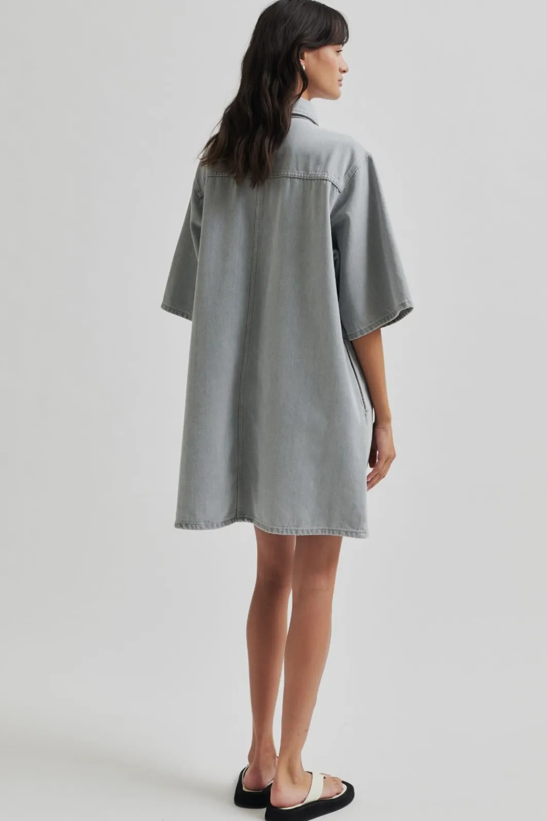 Outlet Second Female Esso Dress 59616 Light Grey Denim 7035