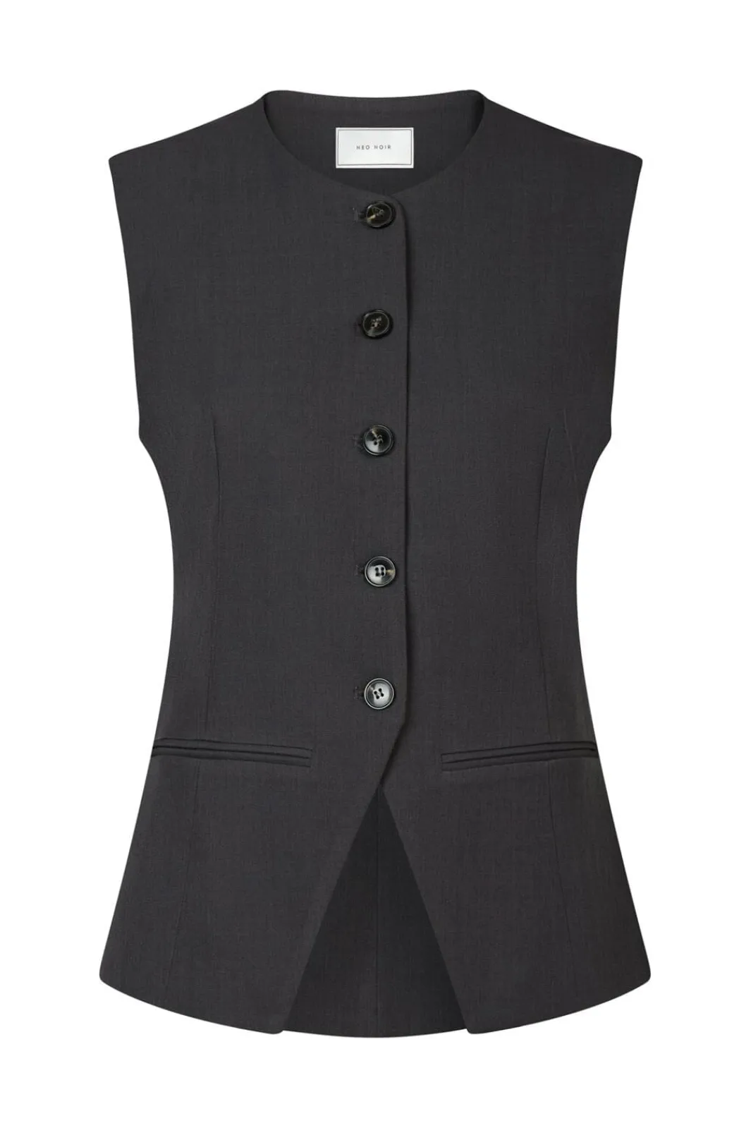 Discount Neo Noir Fabia Structure Waistcoat 164162 Dark Grey