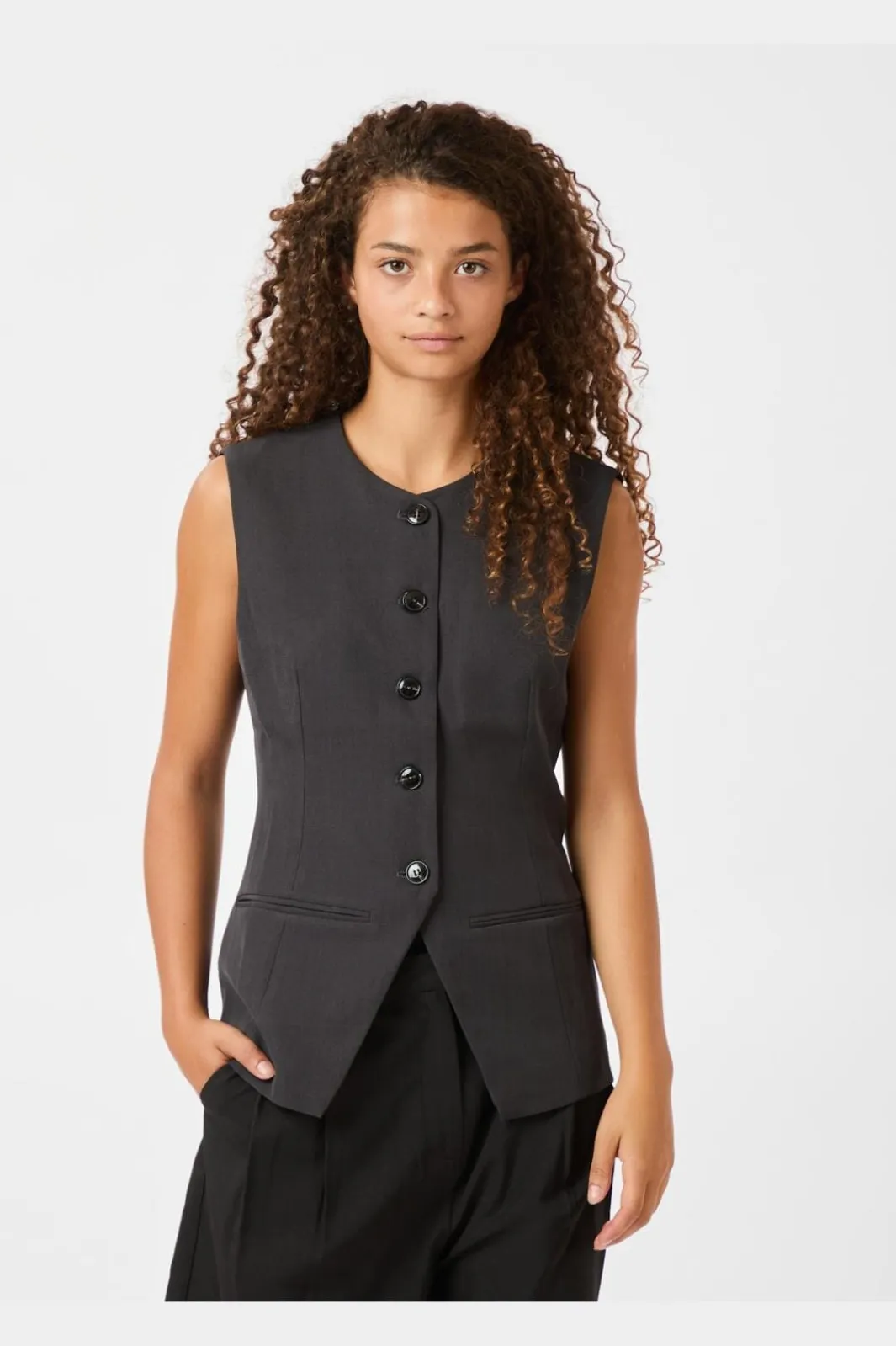 Discount Neo Noir Fabia Structure Waistcoat 164162 Dark Grey