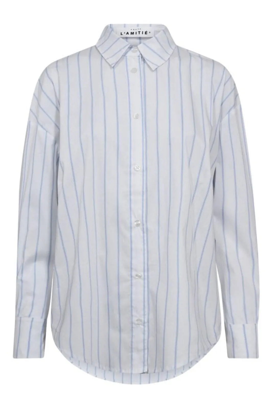 Hot Haute L'Amitié Fine Line Twist Bow Shirt HL10210 Blue Stripe