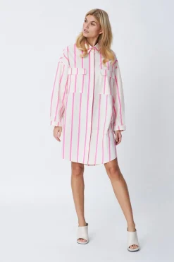 Online Cras Flax Shirt 4006 Pink Stripe