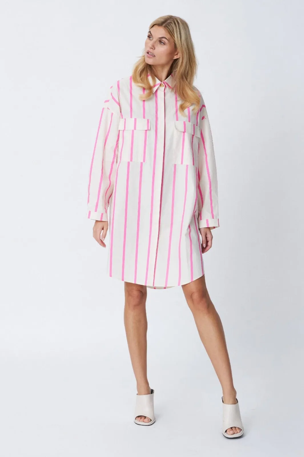 Online Cras Flax Shirt 4006 Pink Stripe