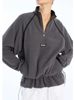 Best Rotate Fleece Half Zip Jacket 1153681205 1205 Gray Pinstripe