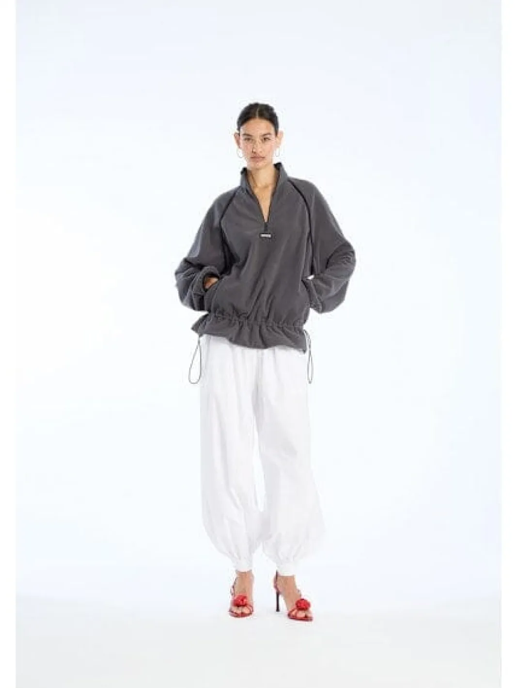 Best Rotate Fleece Half Zip Jacket 1153681205 1205 Gray Pinstripe