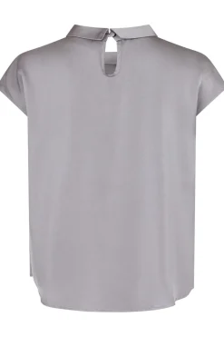 Clearance Neo Noir Fleur Drapy Satin Blouse 130 Grey
