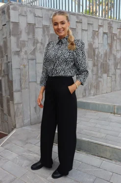Outlet Liberte Flora-Blouse 21249 Black White Flower