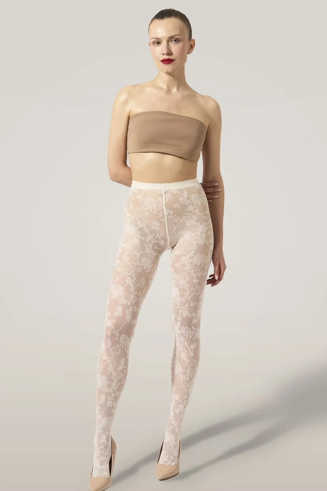 Clearance Wolford Flower Tights17625 4864 Buttermilk