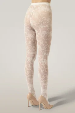 Clearance Wolford Flower Tights17625 4864 Buttermilk