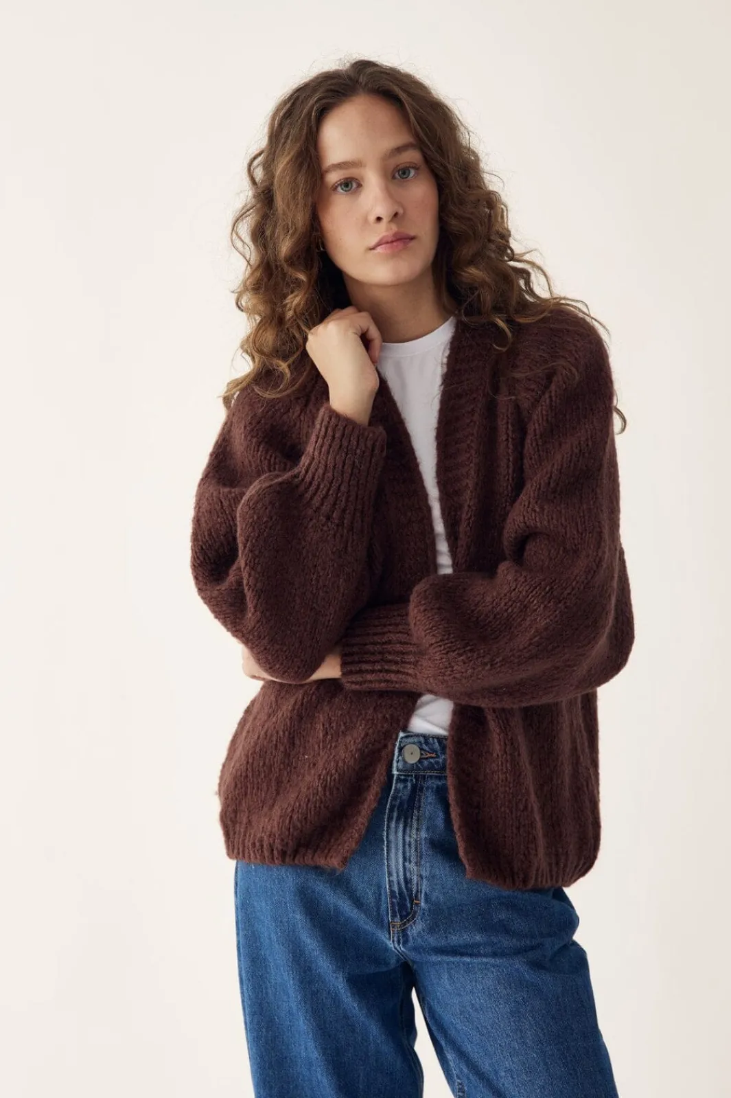 Online Noella Fora Knit Cardigan 548 Dark Brown