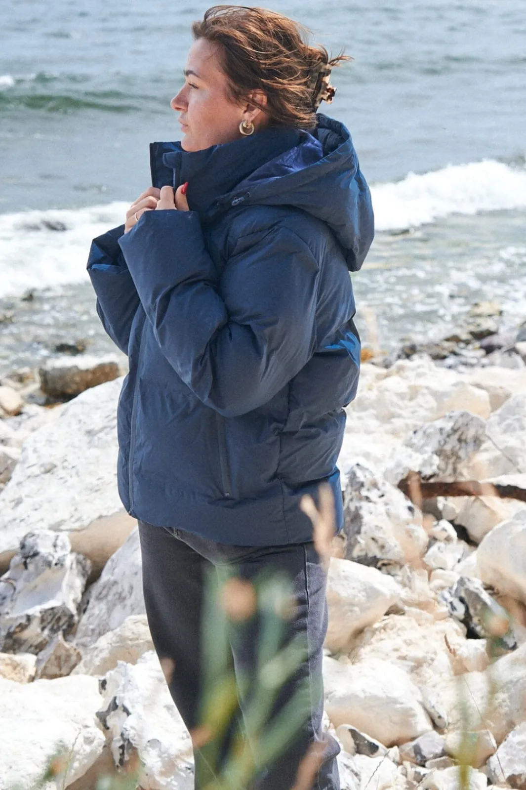Hot Neo Noir Fox C Puffer Jacket Navy
