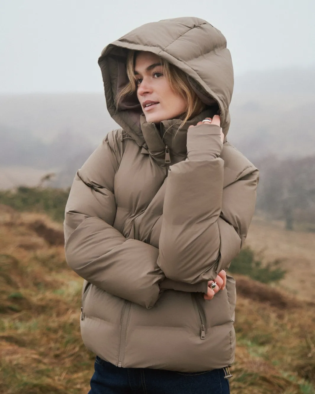 Sale Neo Noir Fox C Puffer Jacket Dark Taupe