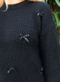 Best Liberte Fro Bow Pullover 22104 Black Silver Bow