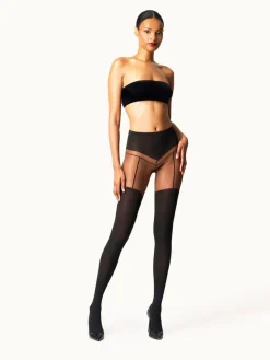 Outlet Wolford Garter Belt Tights17630 9180 Black/black