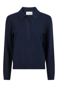 Neo Noir Genea Knit Polo Blouse 163891 Navy