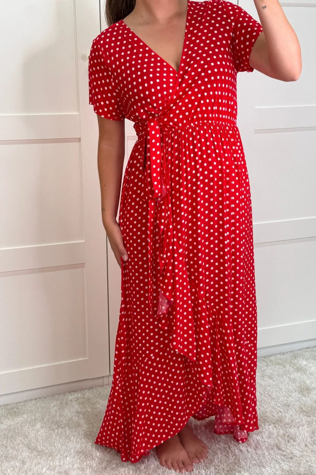 Sale A-bee Ginevra Dot Wrap Dress Red