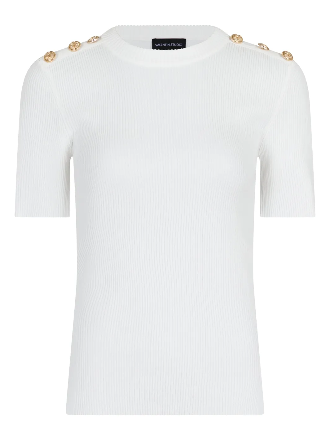 Best Valentin Studio Gold Button Knit T-shirt Off White