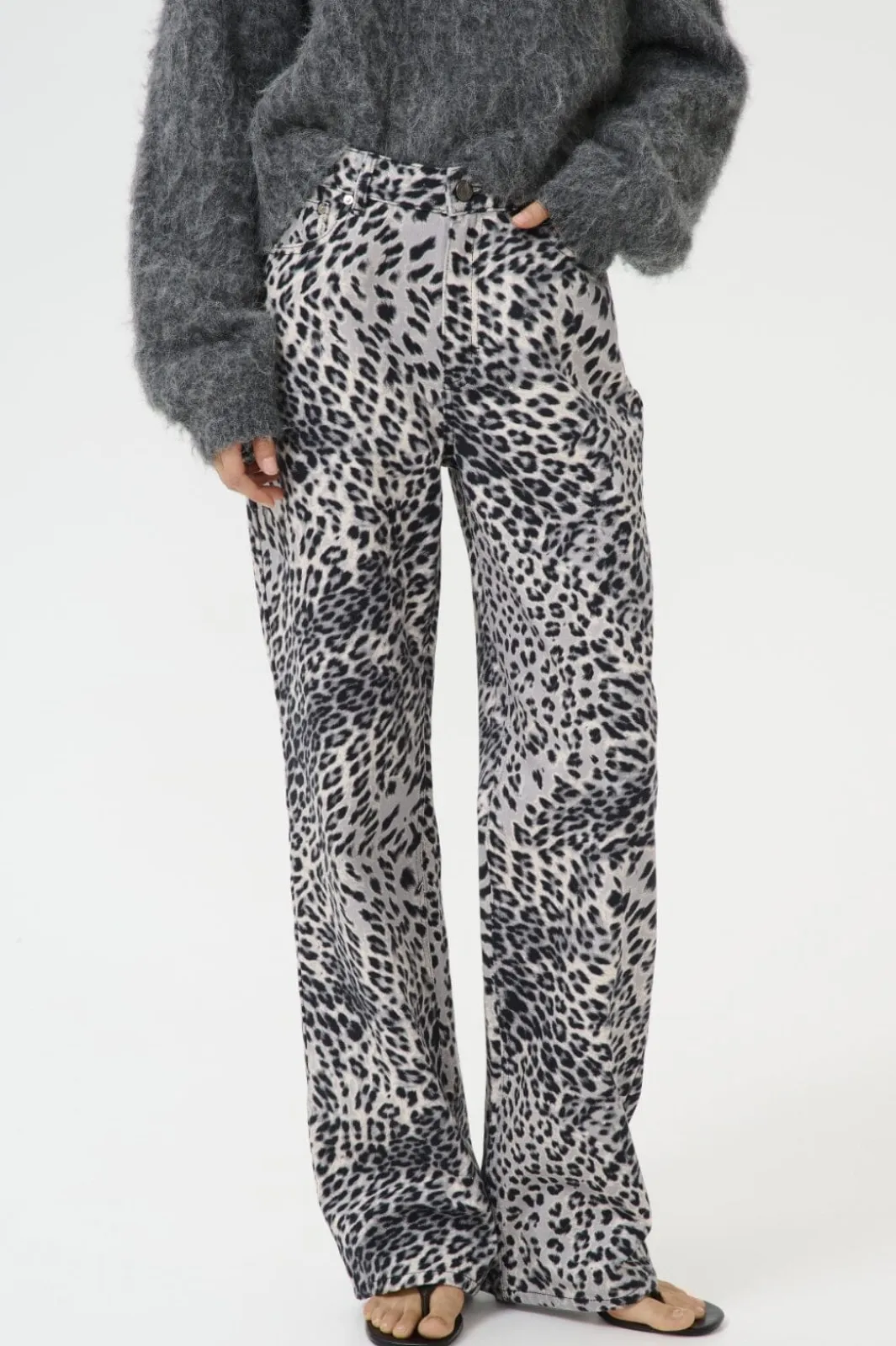 Gestuz Gzleora Wide Jeans 10910300 107696 Grey Leopard