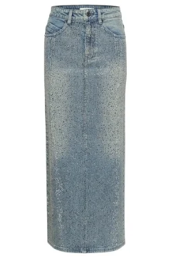 Clearance Gestuz Gzzorah Long Skirt 104609 Mid Blue Washed