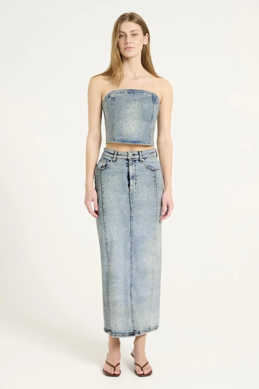 Clearance Gestuz Gzzorah Long Skirt 104609 Mid Blue Washed