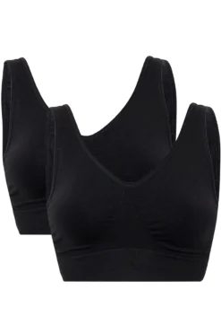 Sale Soft basic Haily Bra top wide strap 2 pak black