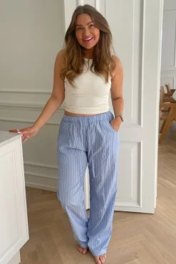BYIC Hannah Pants White Stripes Blue